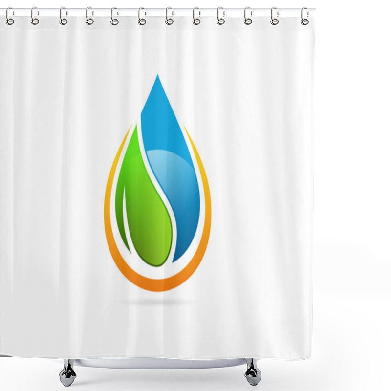 Personality  Abstract Energy Leaf Waterdrop Logo Symbol Design Shower Curtains