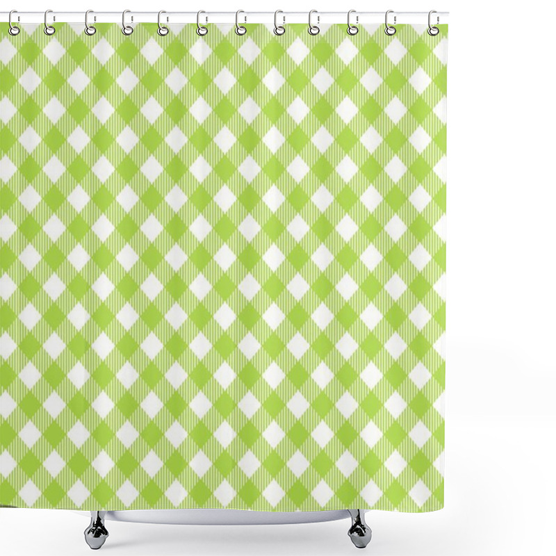 Personality  Diagonal Tablecloth Pattern Green White Shower Curtains