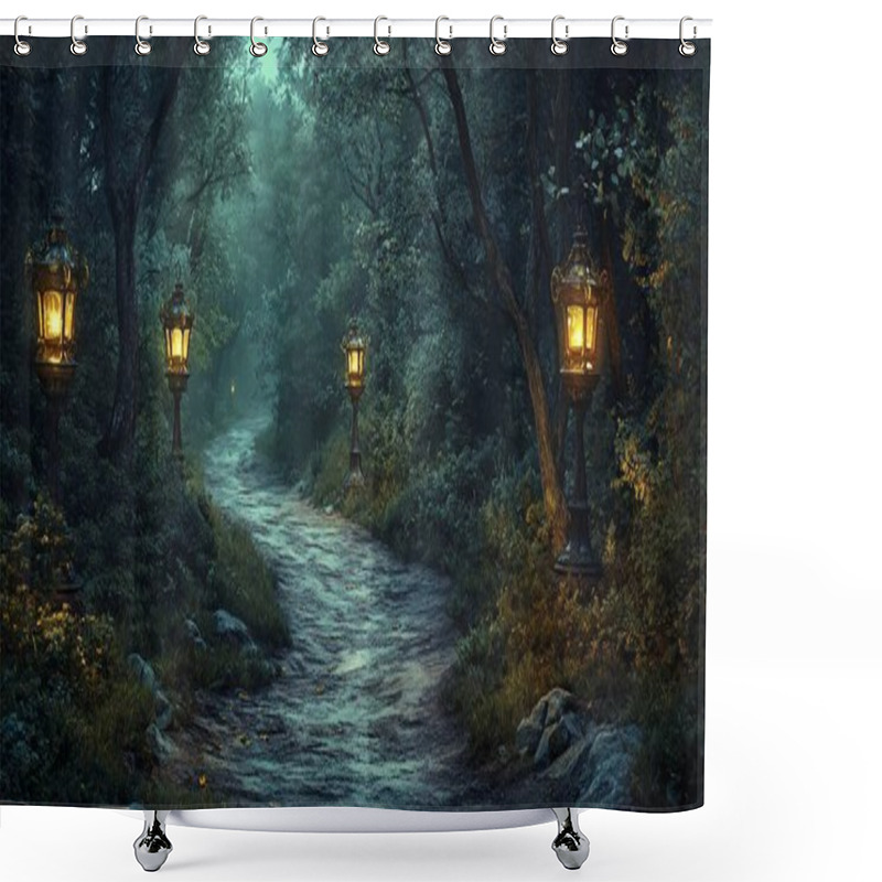 Personality  Beautiful Forest With Trees And Plants Shower Curtains