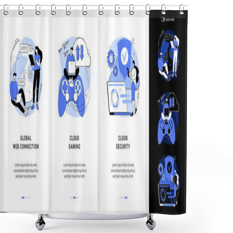 Personality  Global Web Connection Mobile App UI Kit. Shower Curtains