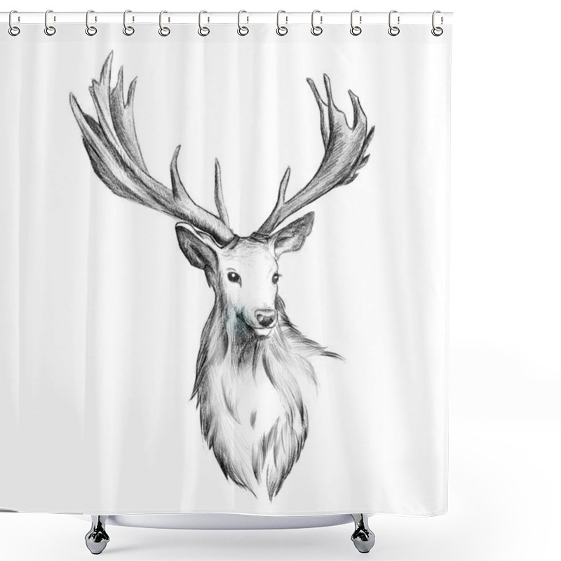 Personality  Hand Drawn Pencil Deer Shower Curtains