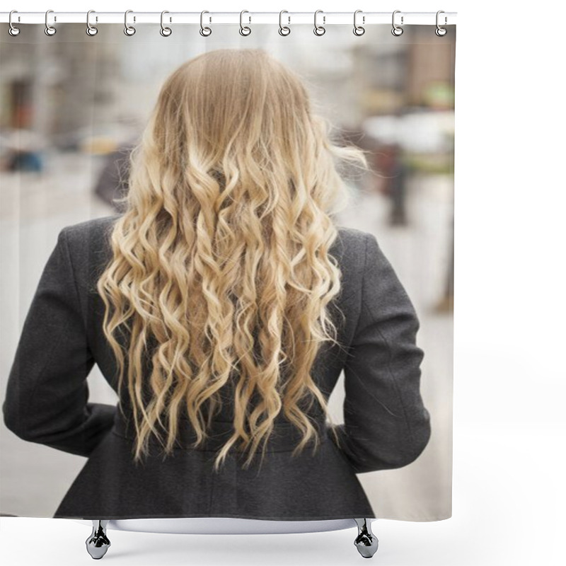 Personality  Female Long Wavy Blonde Hair Shower Curtains