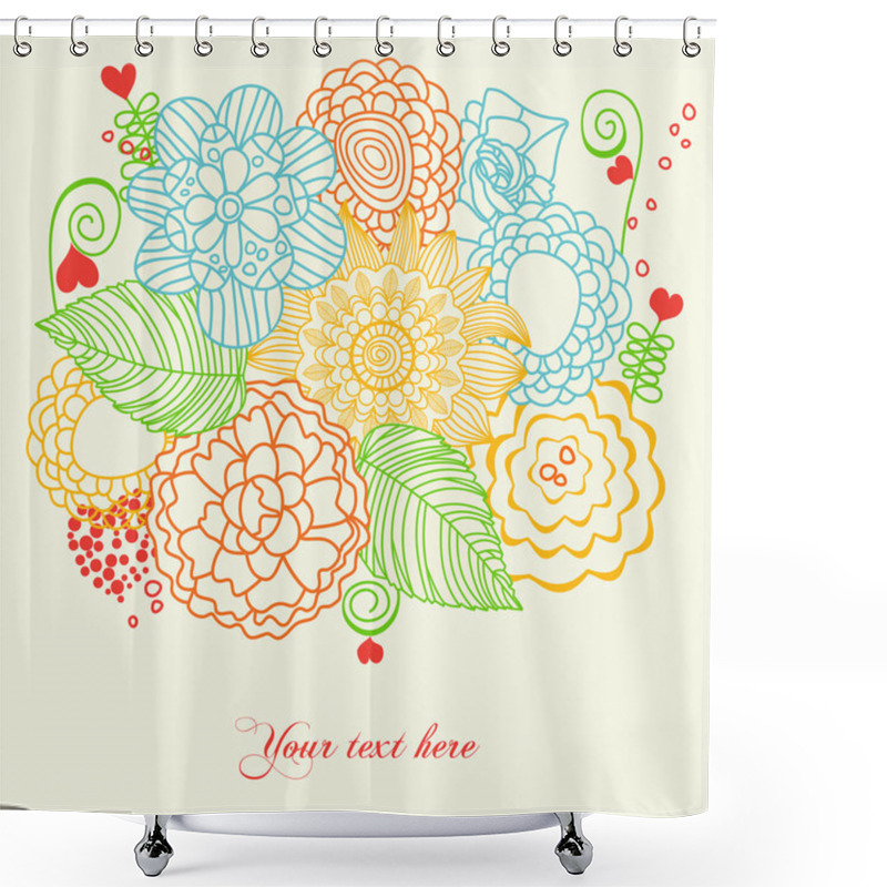 Personality  Flowers And Hearts Love Card Shower Curtains