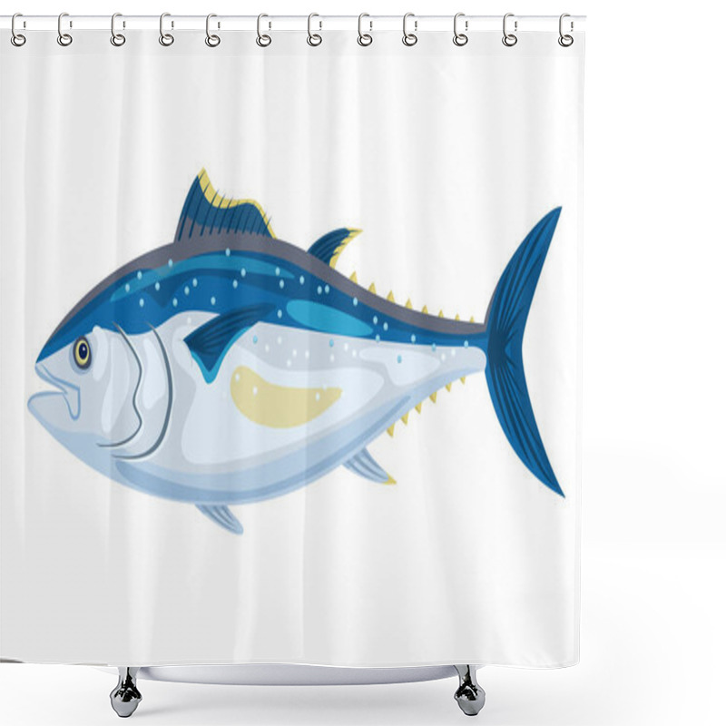 Personality  Yellowfin Tuna On White Background, Seafood. Vector Illustration. Shower Curtains