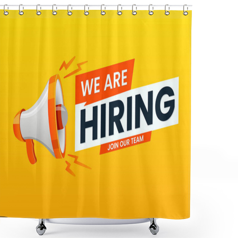 Personality  We Are Hiring Banner Design With Megaphone Shower Curtains