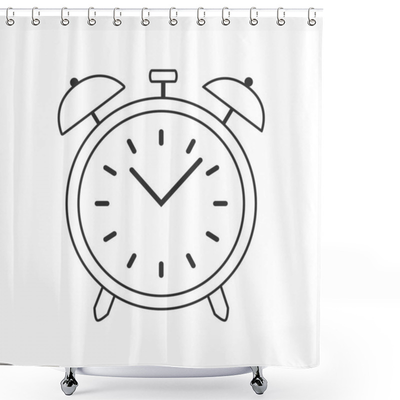 Personality  Alarm Clock In Line Art Style. Isolated On White Background Shower Curtains