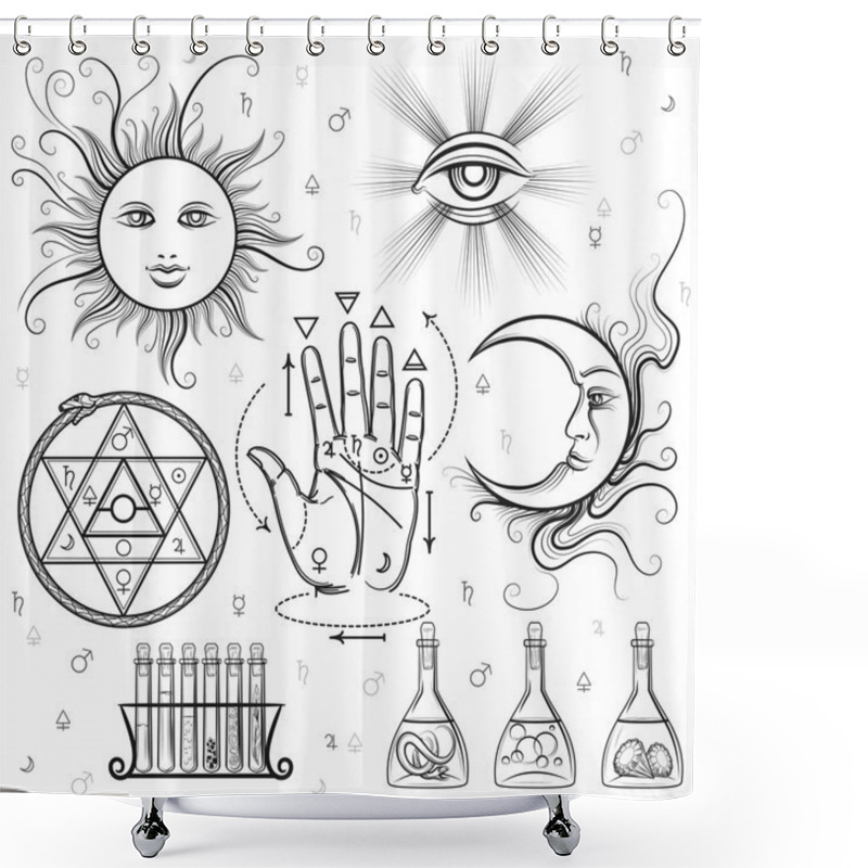 Personality  Esoteric Signs Vector Symbols Shower Curtains