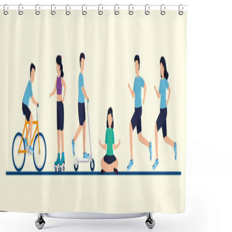 Personality  People And Healthy Lifestyle Concept Vector Design Shower Curtains