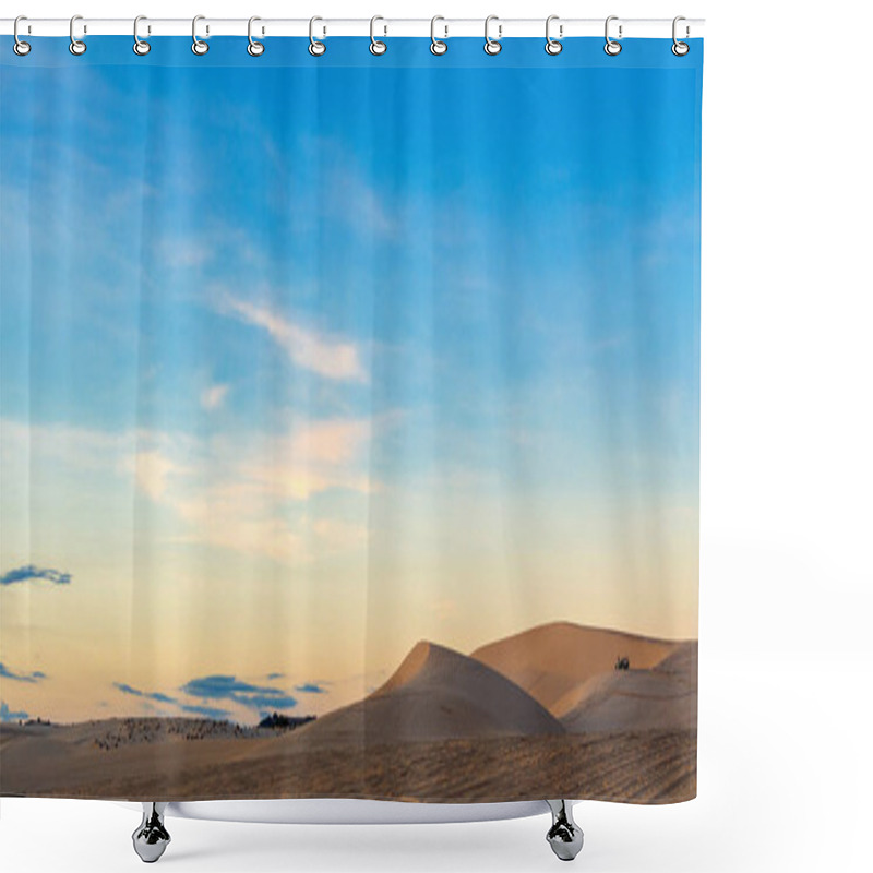 Personality  Desert Sand Dunes Road At Sunset Shower Curtains