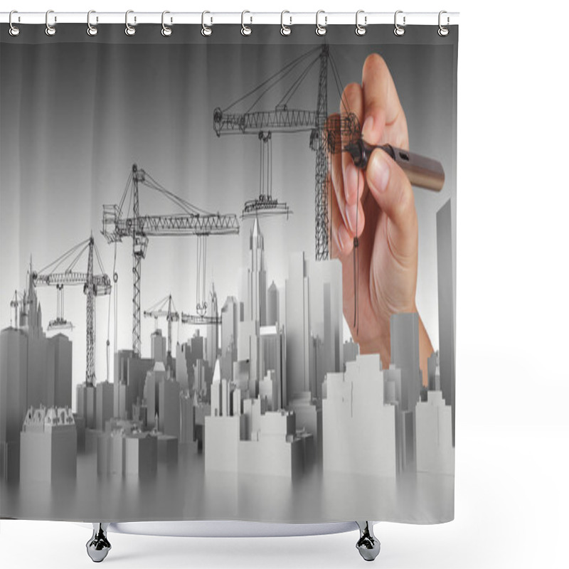 Personality  Hand Drawn Abstract Building Shower Curtains