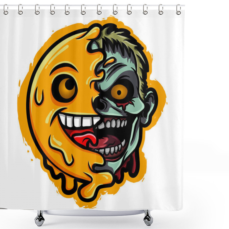 Personality  The Monster Half Skull Emoticon Shower Curtains