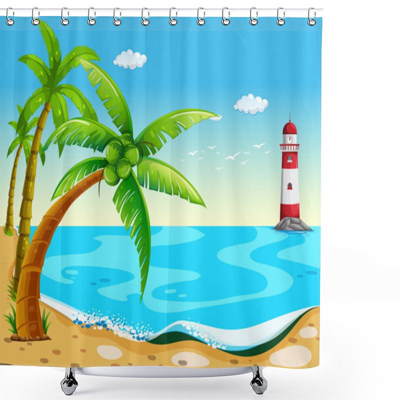 Personality  Coconut Trees At The Beach Shower Curtains