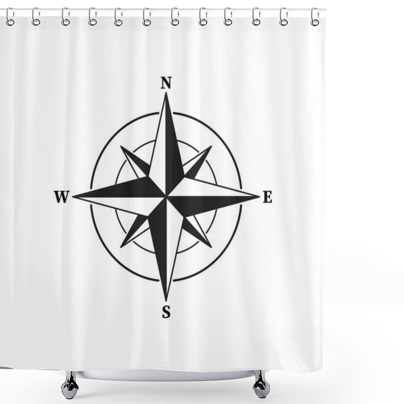 Personality  Compass Icon In Simple Design. Vector Illustration. Stock Image. EPS 10. Shower Curtains