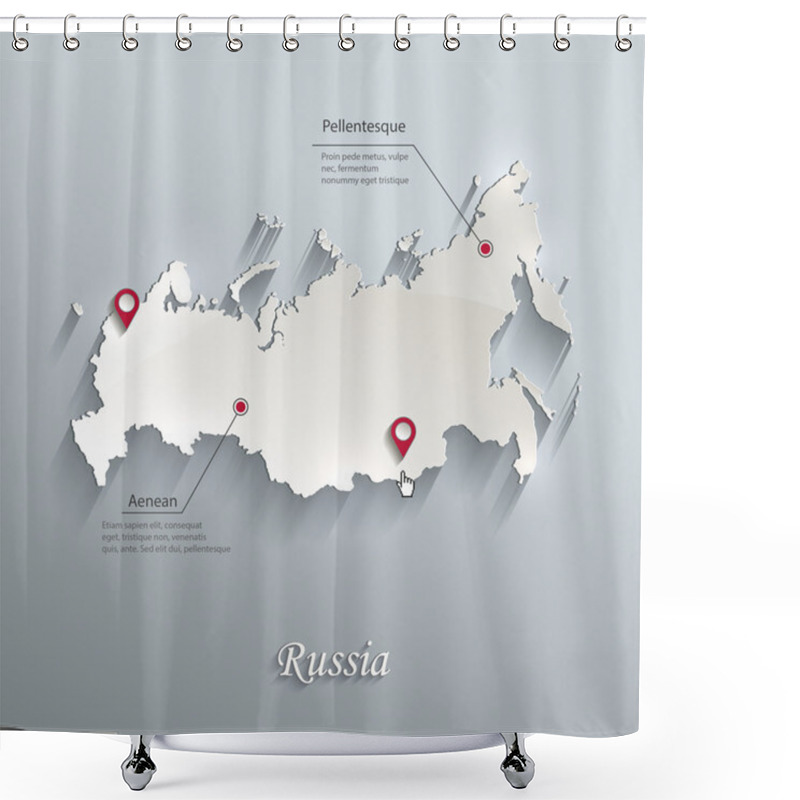 Personality  Russia Map Blue White Card Paper 3D Vector Shower Curtains