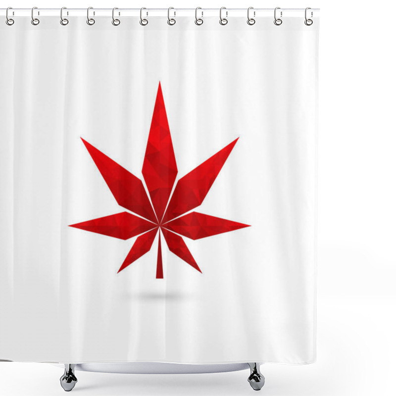 Personality  Geometric Red Leaf Logo, Low Poly Vector Design Of Cannabis Leaves Shower Curtains