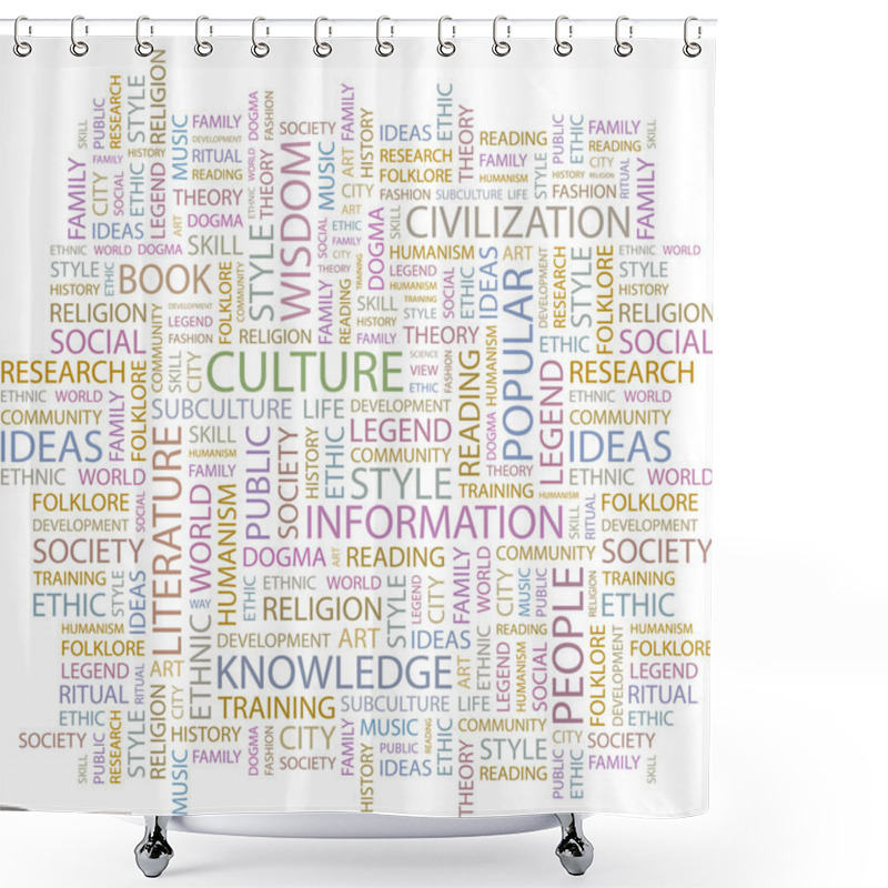 Personality  CULTURE. Illustration With Different Association Terms. Shower Curtains