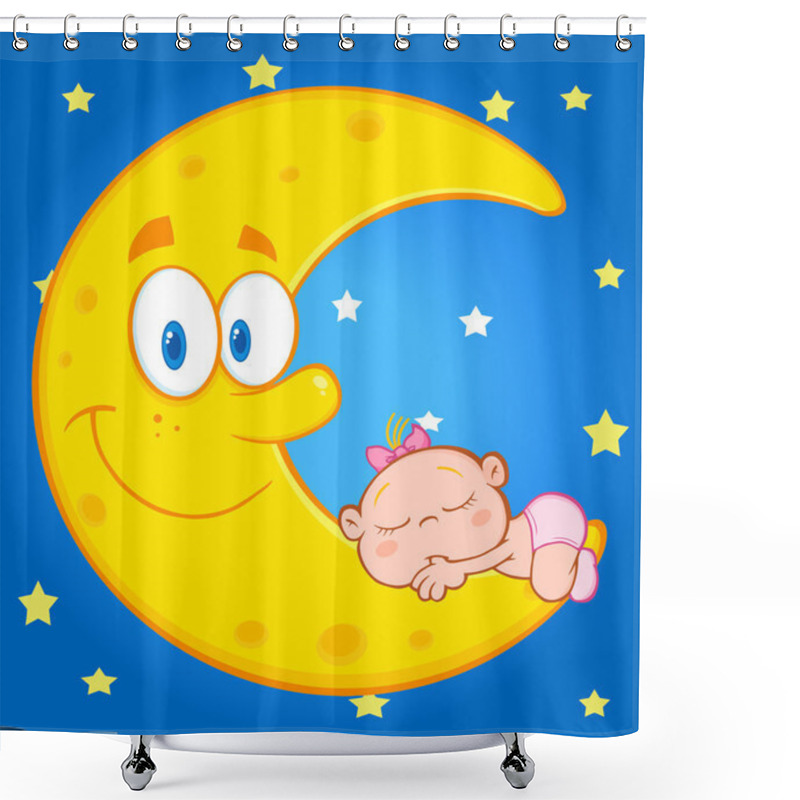 Personality  Baby Girl Sleeps On  Moon Shower Curtains