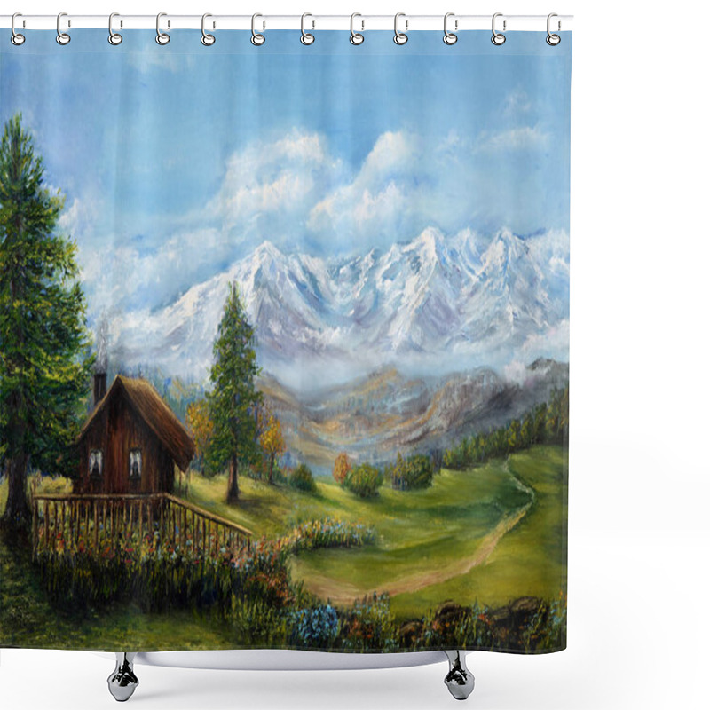 Personality  Mountain Landscape View Shower Curtains