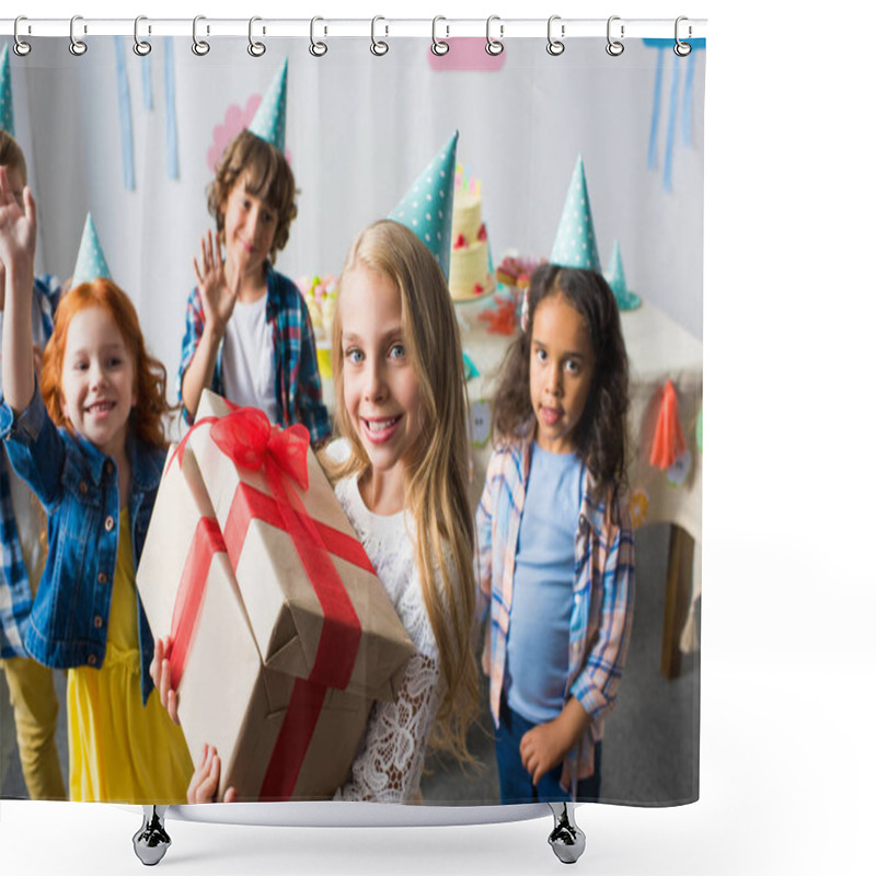 Personality  Multiethnic Kids With Birthday Presents Shower Curtains