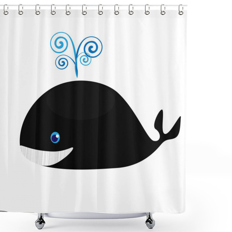 Personality  Happy Blue Whale Shower Curtains