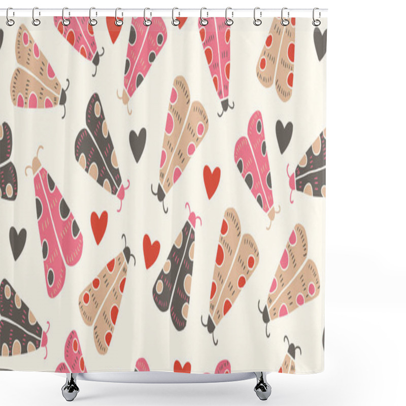 Personality  Seamless Pattern With Decorative Butterflies Moth  Shower Curtains