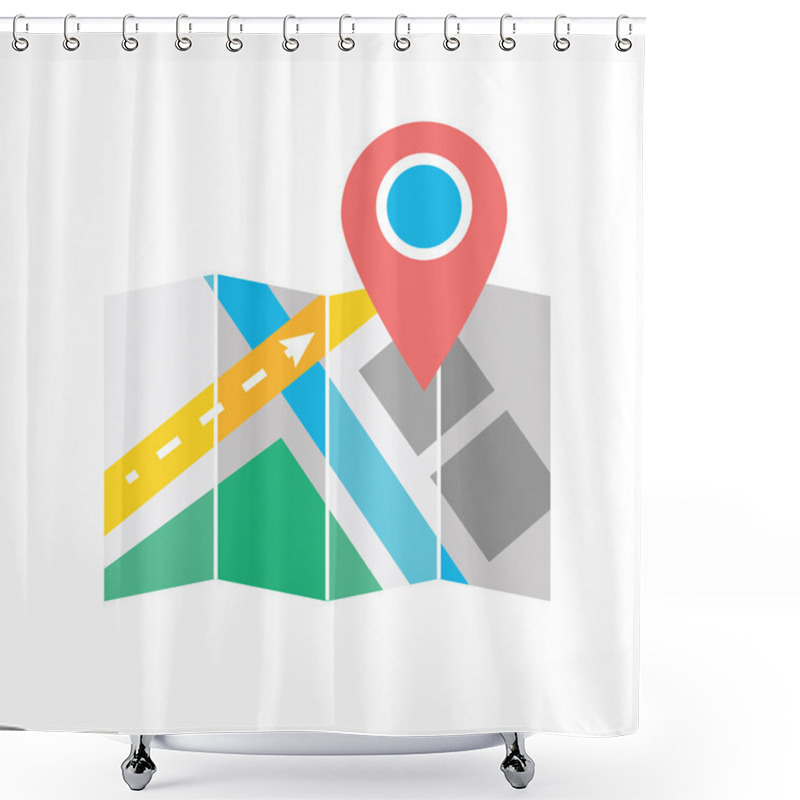 Personality  Vector Map With Label Icon Shower Curtains