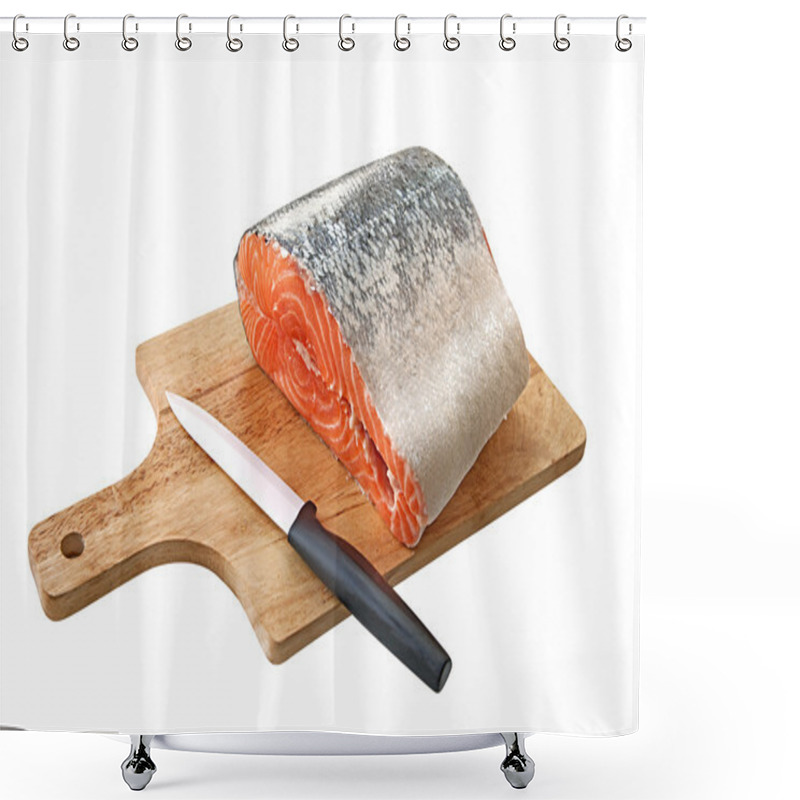 Personality  Salmon On A Cutting Board Shower Curtains