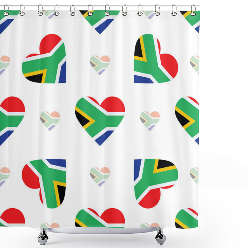 Personality  Republic Of South Africa Flag Patriotic Seamless Pattern National Flag In The Shape Of Heart Shower Curtains