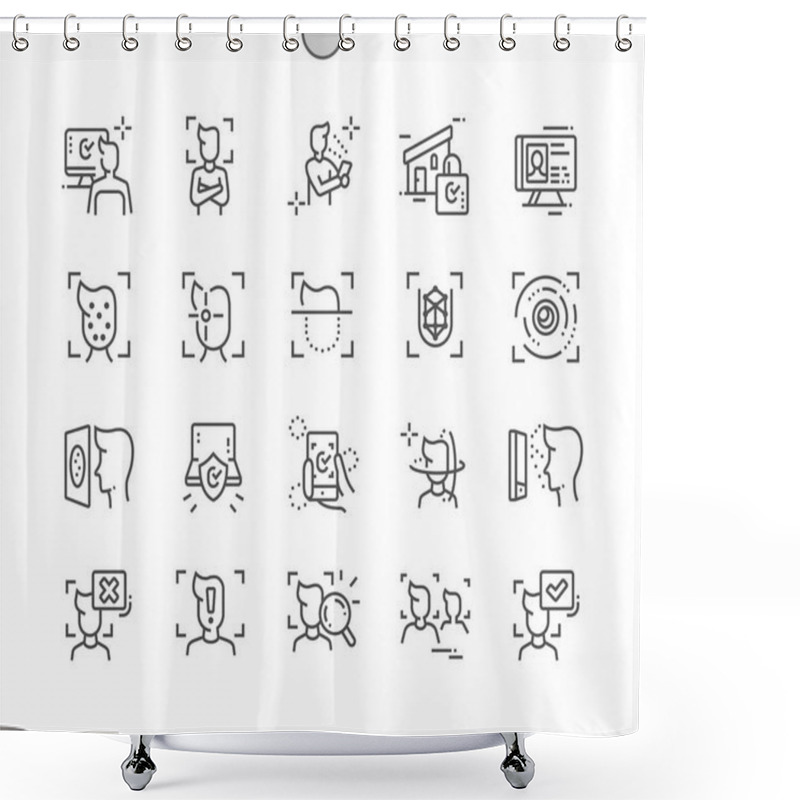 Personality  Face Detection Technology Well-crafted Pixel Perfect Vector Thin Line Icons 30 2x Grid For Web Graphics And Apps  Shower Curtains