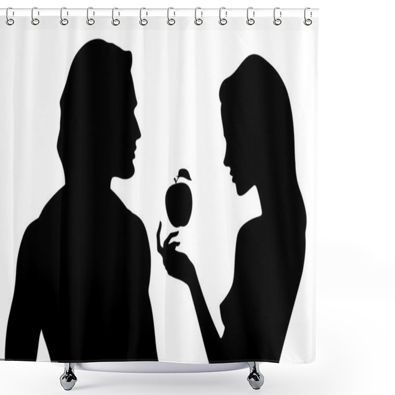 Personality  Vector Silhouette Of Beautiful Man And Woman In Profile Shower Curtains