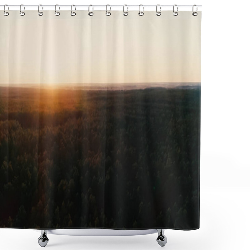 Personality  Aerial View Of Sunset Sky And Forest  Shower Curtains