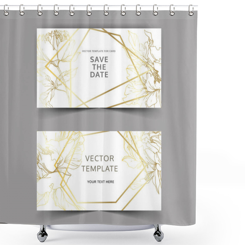 Personality  Vector Peony Floral Botanical Flowers. Black And White Engraved  Shower Curtains