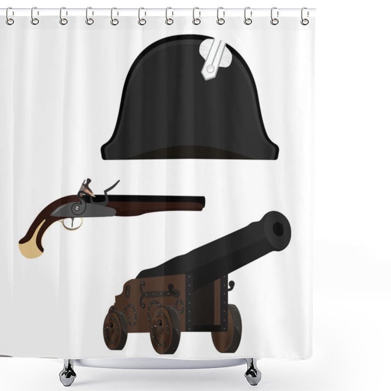 Personality  Hat, Canon And Musket Shower Curtains