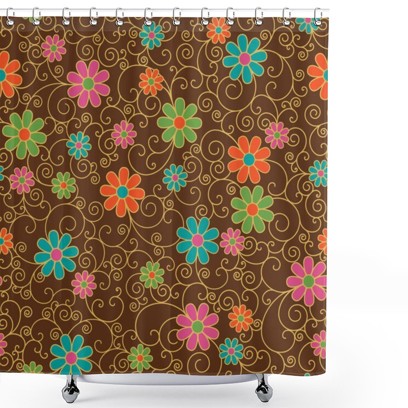 Personality  Retro Filigree Floral Pattern Shower Curtains