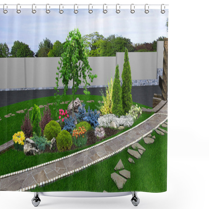 Personality  Backyard Horticultural Background, 3d Render Shower Curtains