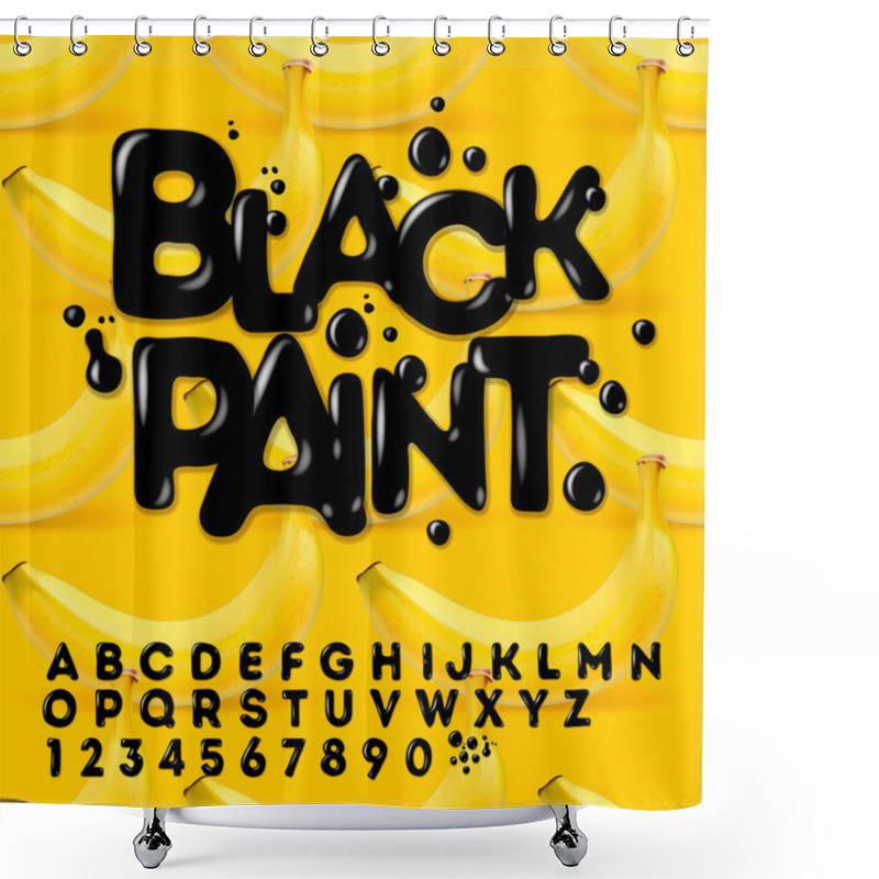 Personality  Black Oil Painted Alphabet Shower Curtains