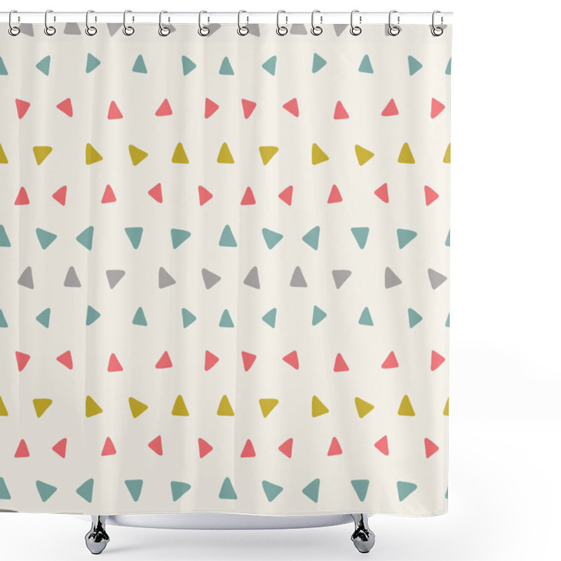 Personality  Sweet Vector Seamless Repeat Pattern Of Hand Drawn Triangles In A Geometric Layout. A Fun Vintage Coloured Design Background. Shower Curtains