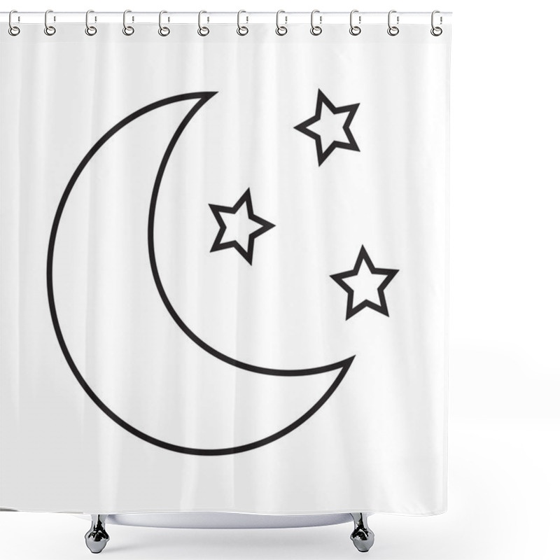 Personality  Line Icon Moon Shower Curtains