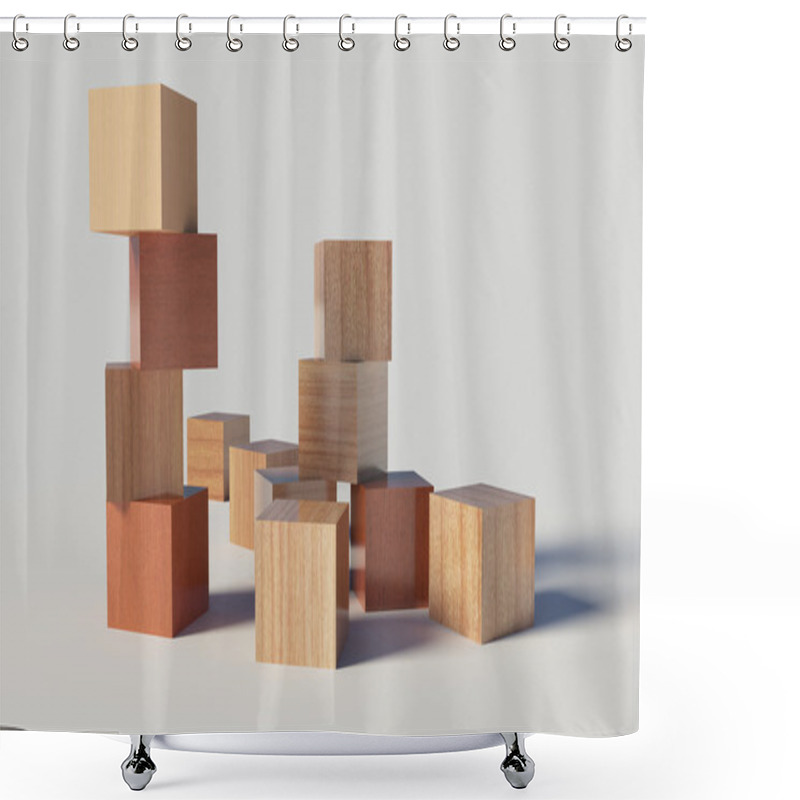 Personality  Wooden Blocks Shower Curtains