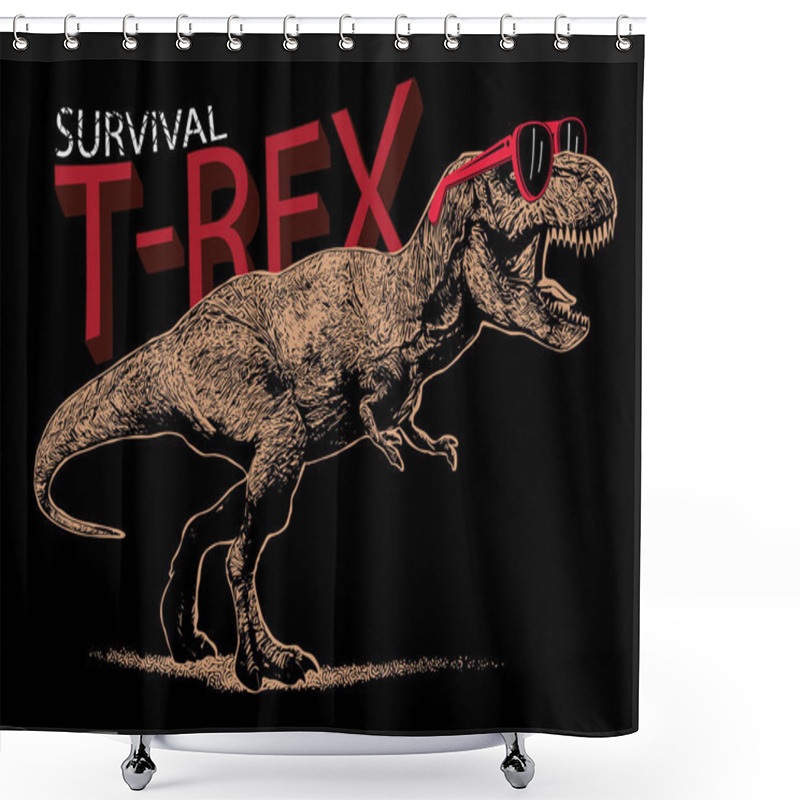 Personality  Stylish T-rex Illustration Shower Curtains