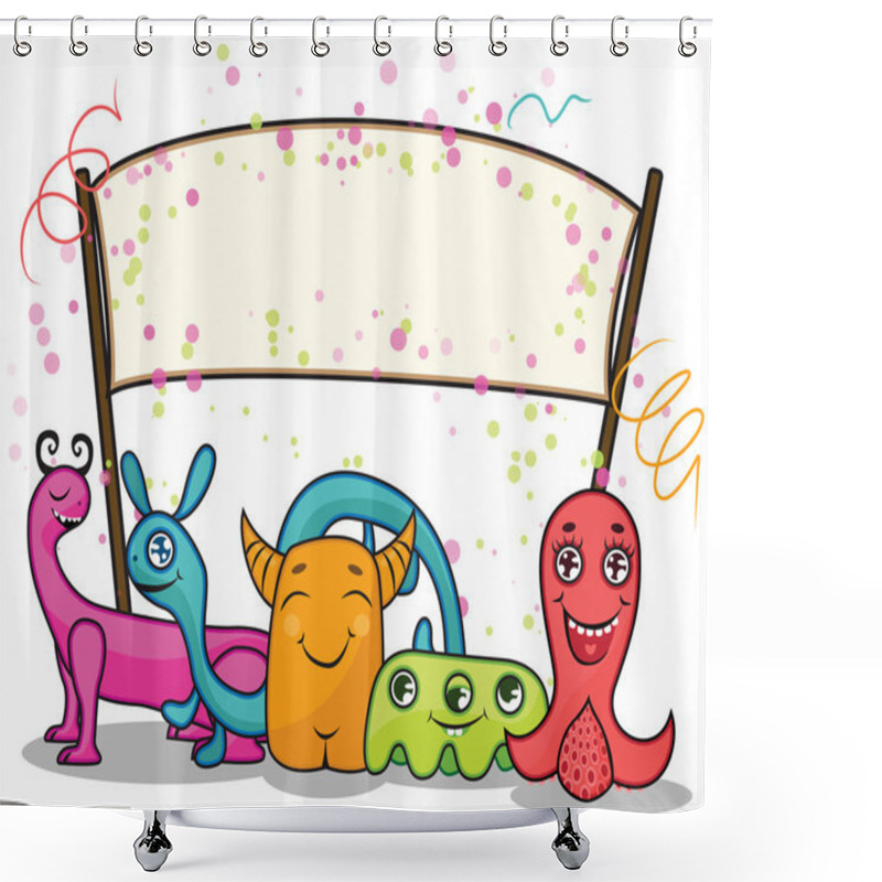 Personality  Happy Monsters Celebrating Shower Curtains