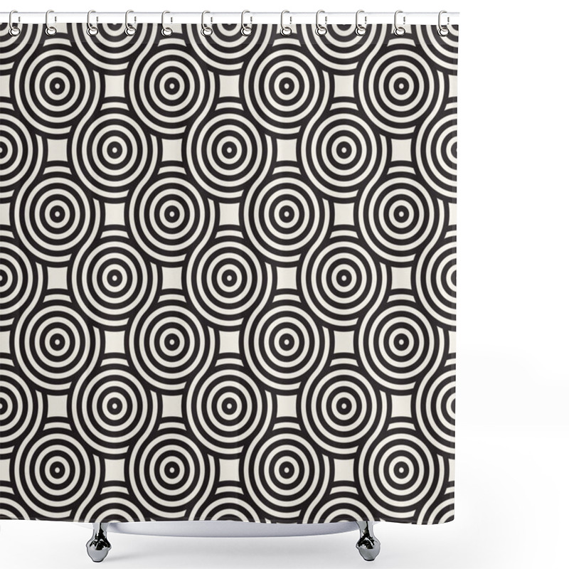 Personality  Vector Seamless Geometric Pattern Composed With Circles And Lines. Modern Stylish Rounded Stripes Texture. Repeating Abstract Background Shower Curtains