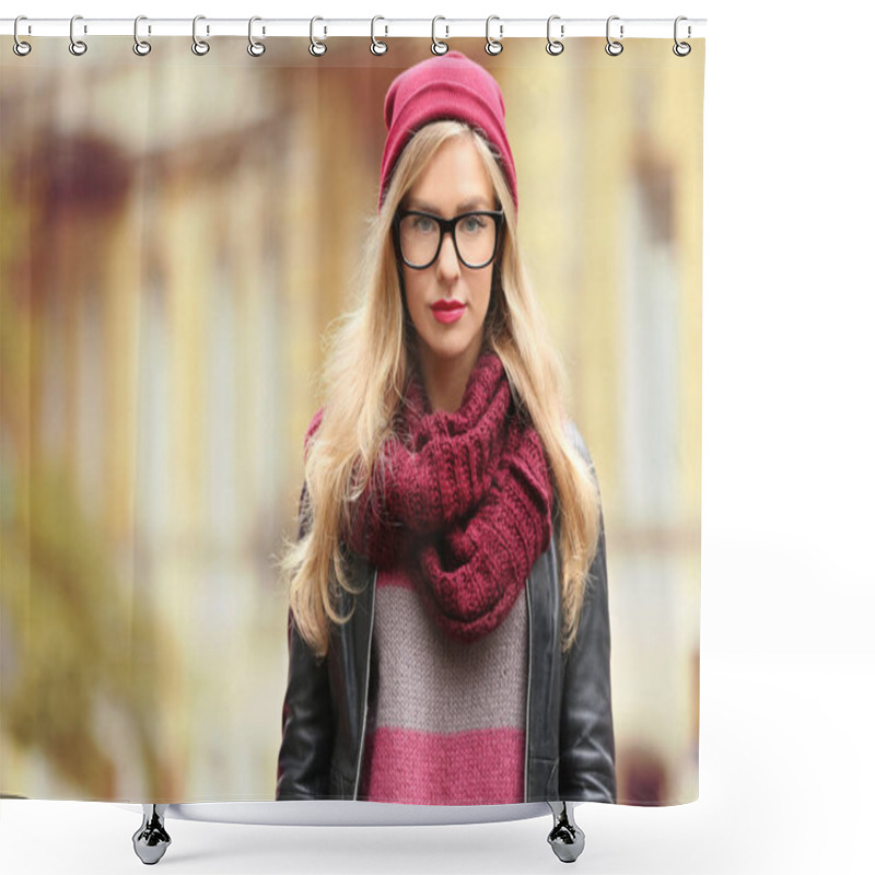 Personality  Fashion Woman In Street Shower Curtains