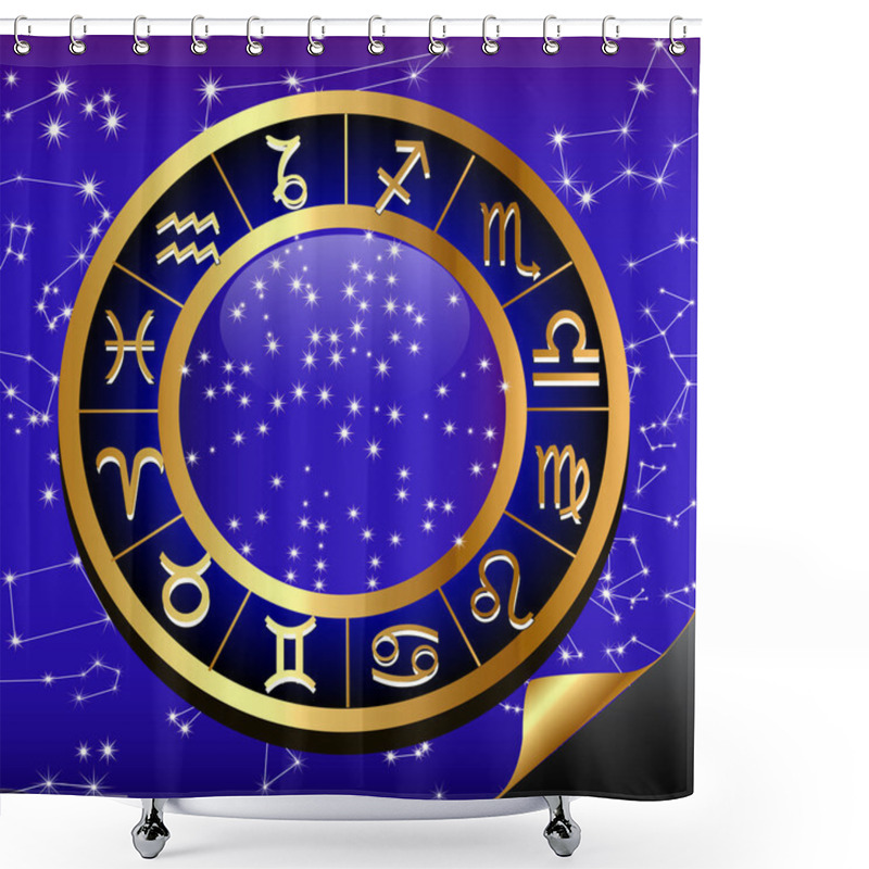 Personality  Night Sky And Gold(en) Circle Of The Constellation Sign Zodiac Shower Curtains