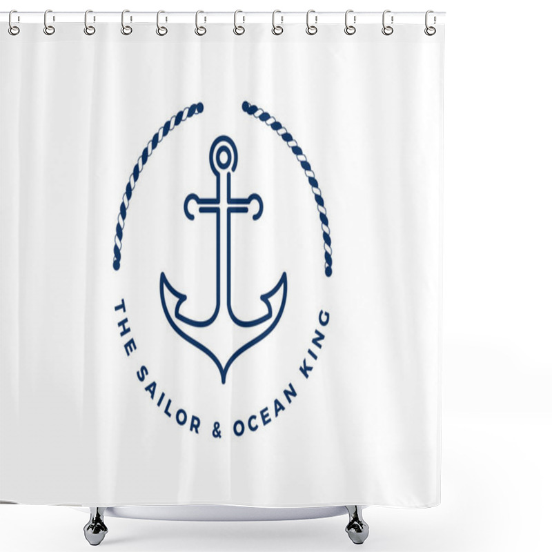 Personality  Anchor, Rope And Crown For Marine Ship Boat Logo Design Shower Curtains