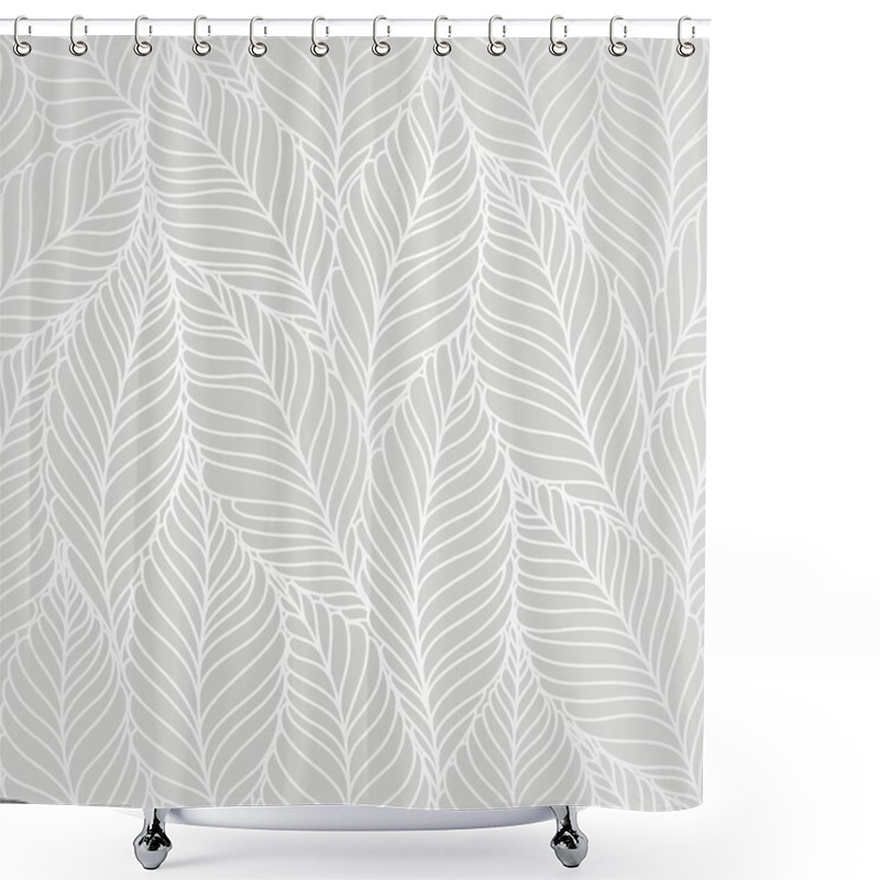 Personality  Seamless Abstract  Grey Floral Background With Leaves Shower Curtains