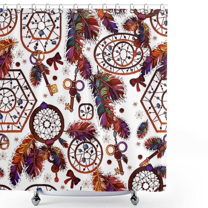 Personality  Dream Catcher Boho Style Seamless Pattern Shower Curtains