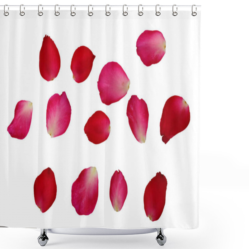 Personality  Bunch Of Petals Pink Roses Isolated On White Background Clipping Path, Image For Design And Other. Shower Curtains