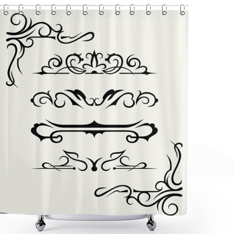 Personality  Calligraphic Design Elements And Page Decoration Shower Curtains