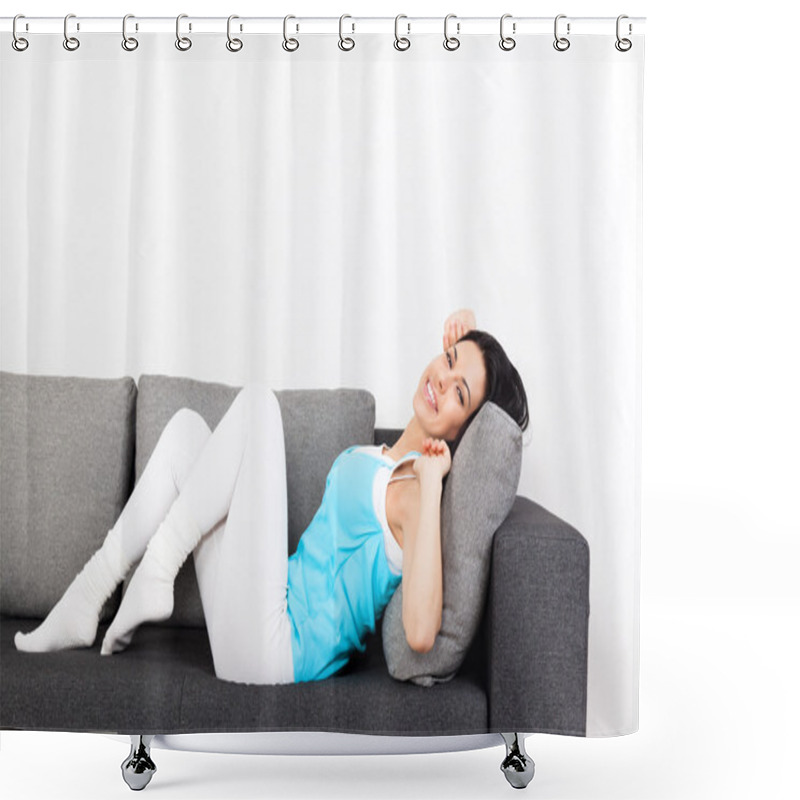 Personality  Woman On Sofa Shower Curtains